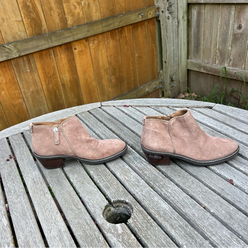 Sam Edelman Pryce beige suede leather‎ heeled ankle boots Sz women's 6.5